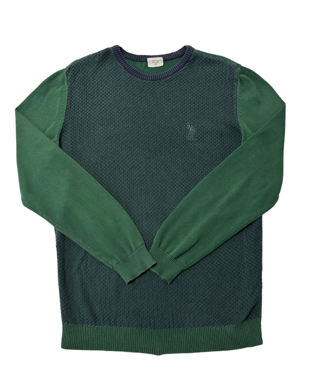 U.S. Polo Assn. Green Textured Knit Crewneck Sweater