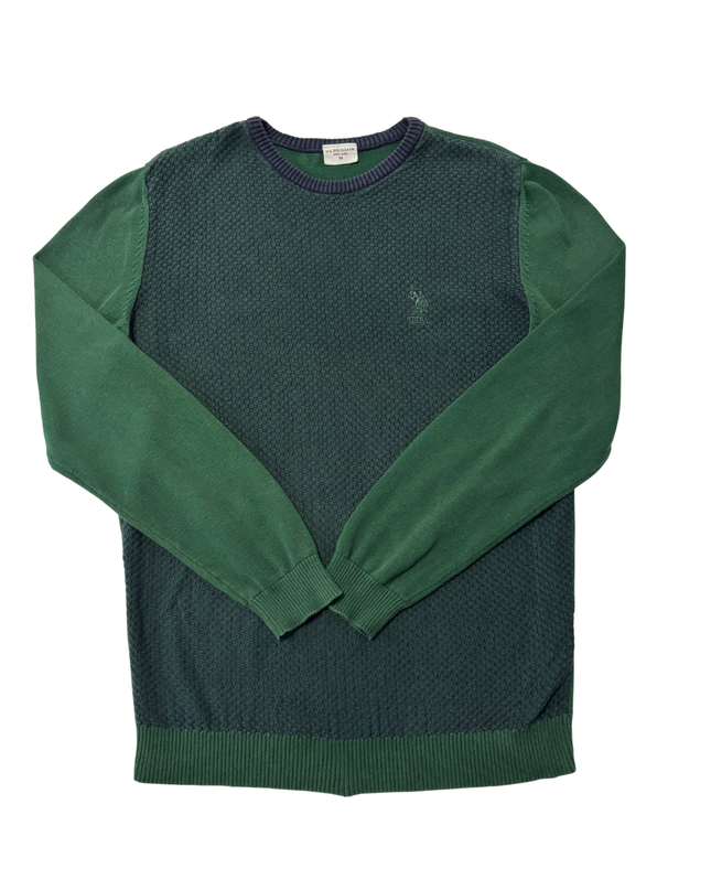 U.S. Polo Assn. Green Textured Knit Crewneck Sweater