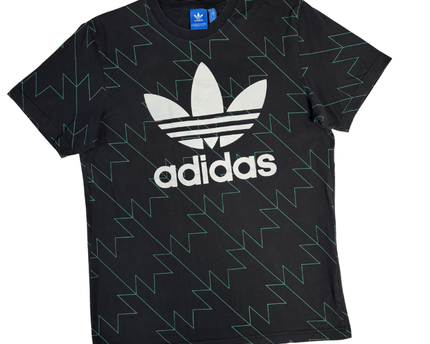 Adidas Black Graphic Trefoil Zig-Zag Print Tee