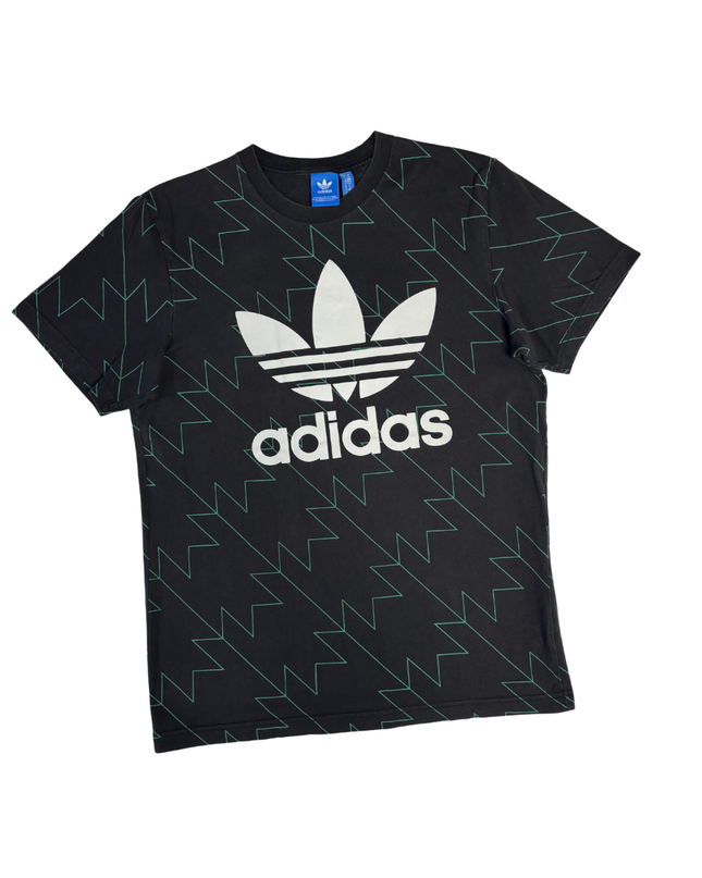 Adidas Black Graphic Trefoil Zig-Zag Print Tee
