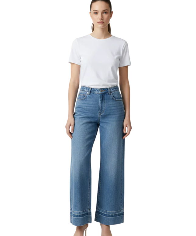 Riva Blue Wide Leg High Waisted Denim Jeans