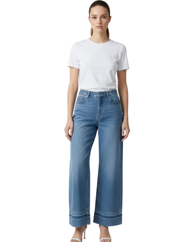 Riva Blue Wide Leg High Waisted Denim Jeans
