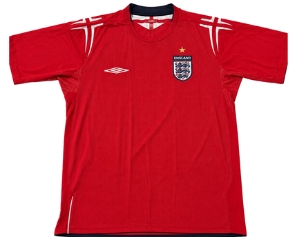 England Away 2004-2005 Umbro Red Football Jersey