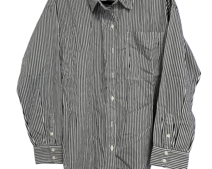 American Eagle Black and White Striped Long Sleeve Button-Down Shirt