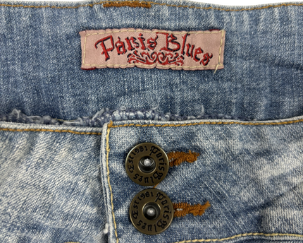 Paris Blues Light Wash Denim with Double Button Mini Skirt - L | Waist: 30"