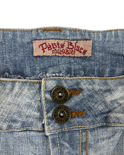 Paris Blues Light Wash Denim with Double Button Mini Skirt - L | Waist: 30"