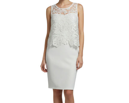 CLUBL White Lace Overlay Bodycon Dress