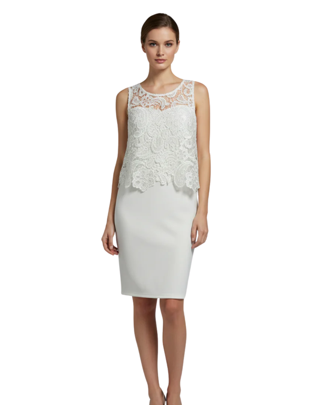 CLUBL White Lace Overlay Bodycon Dress