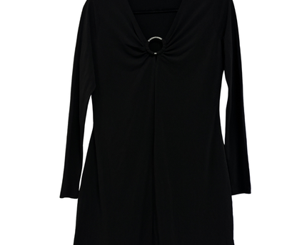 Michael Kors Black Long Sleeve V-Neck Dress with Ring Detail