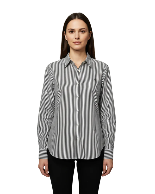 Lauren Ralph Lauren Navy/White Striped Non-Iron Cotton Shirt