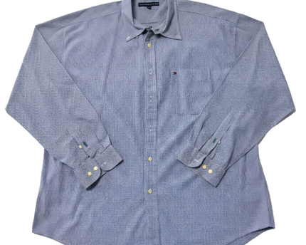 Tommy Hilfiger Blue Micro Gingham Long Sleeve Button-Down Shirt
