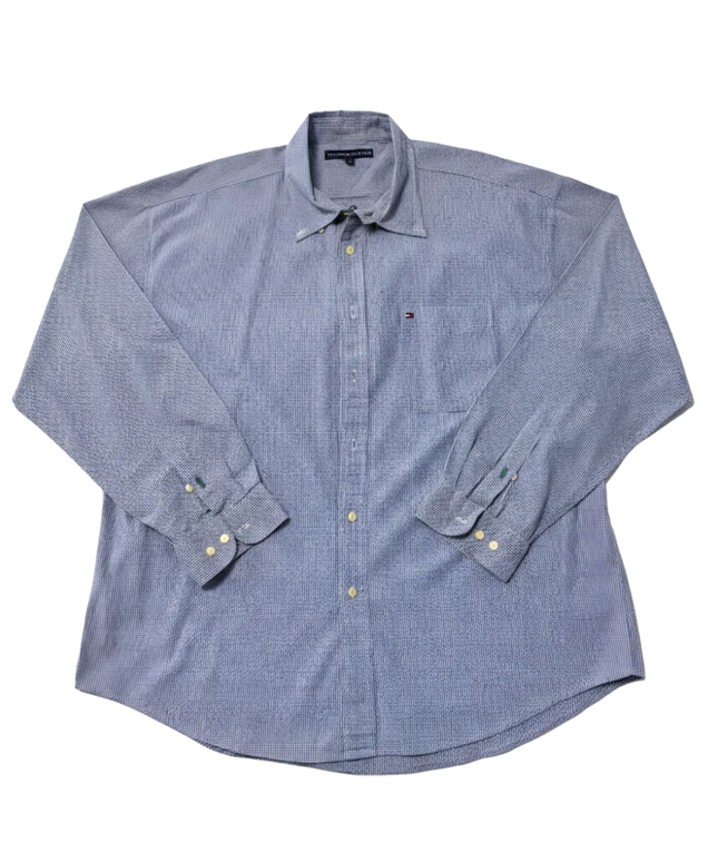 Tommy Hilfiger Blue Micro Gingham Long Sleeve Button-Down Shirt