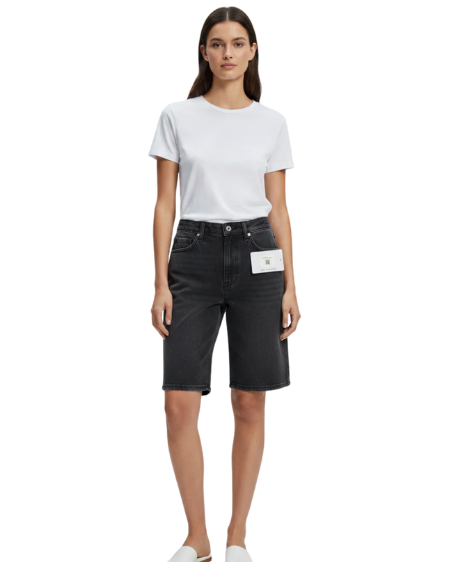 AMISU Black Frayed Hem High-Waisted Denim Shorts