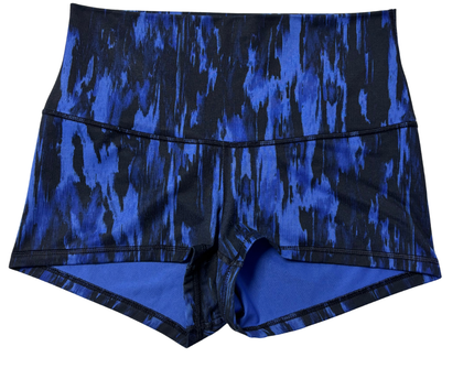 Lululemon Blue and Black Patterned High-Waisted Athletic Sports Shorts