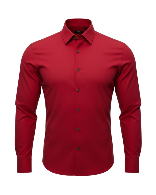 Hugo Boss Red Long Sleeve Button-Up Dress Shirt