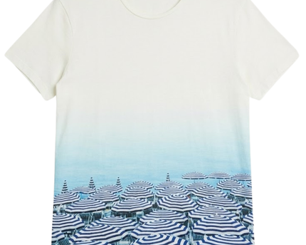 Orlebar Brown White/Blue Photographic Beach Umbrella T-Shirt