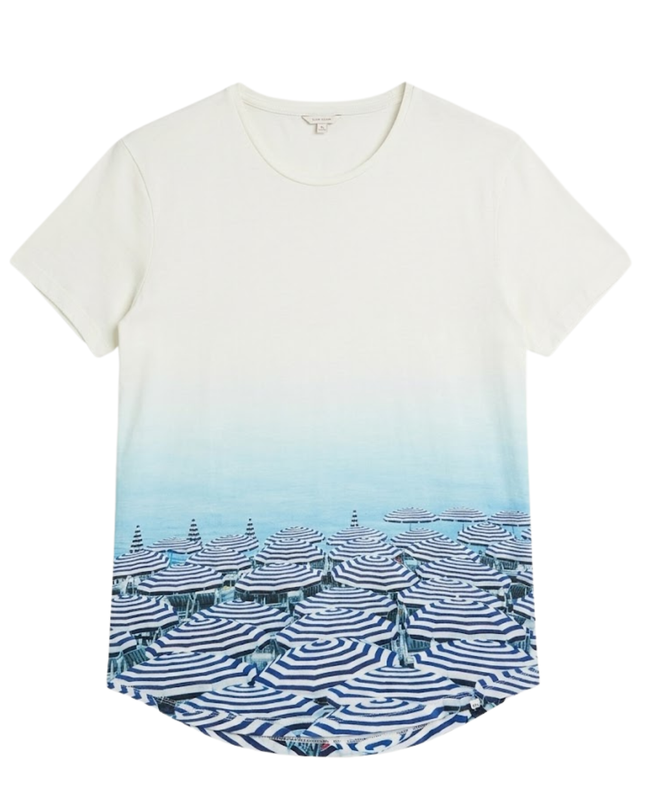 Orlebar Brown White/Blue Photographic Beach Umbrella T-Shirt
