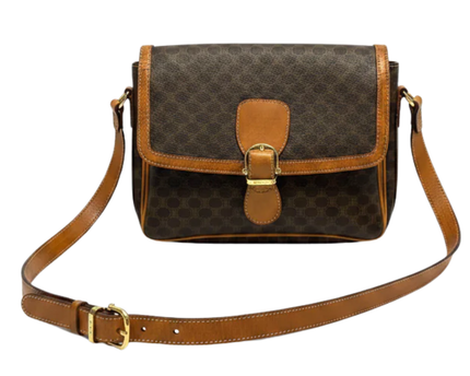 Celine Brown Macadam Monogram Crossbody Bag