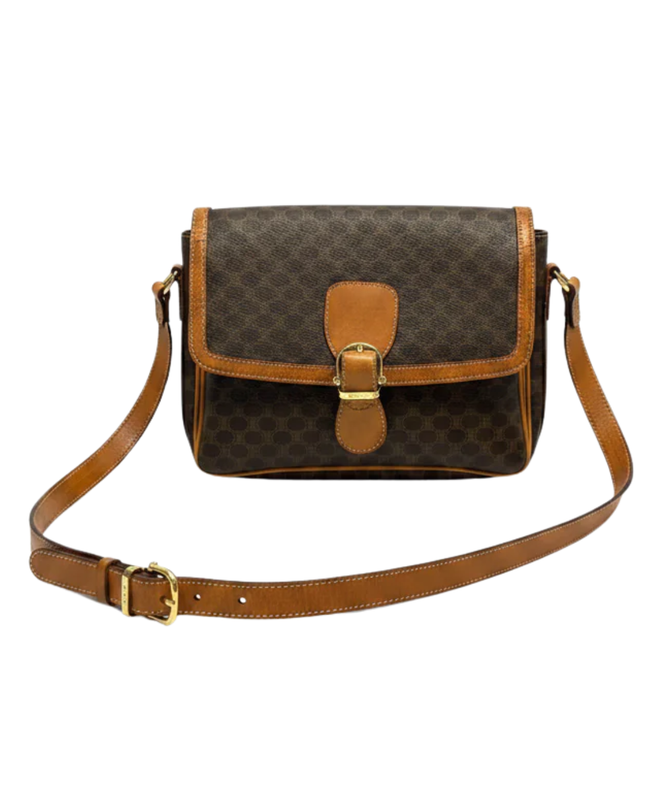 Celine Brown Macadam Monogram Crossbody Bag