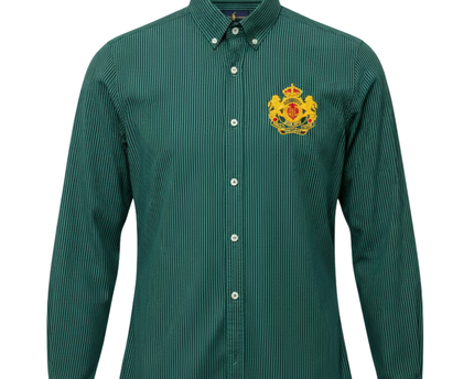 Ralph Lauren Green Striped Custom Fit Crest Shirt