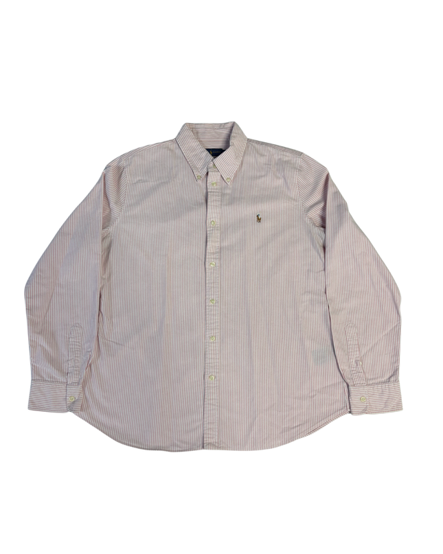 Ralph Lauren Pink Striped Custom Fit Oxford Shirt