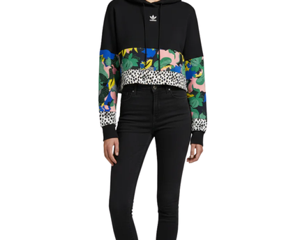 Adidas Black/Multicolor Floral Her Studio London Cropped Hoodie