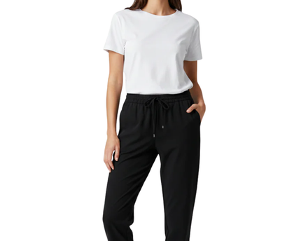 NA-KD Black Drawstring Elastic Waist Tapered Pants