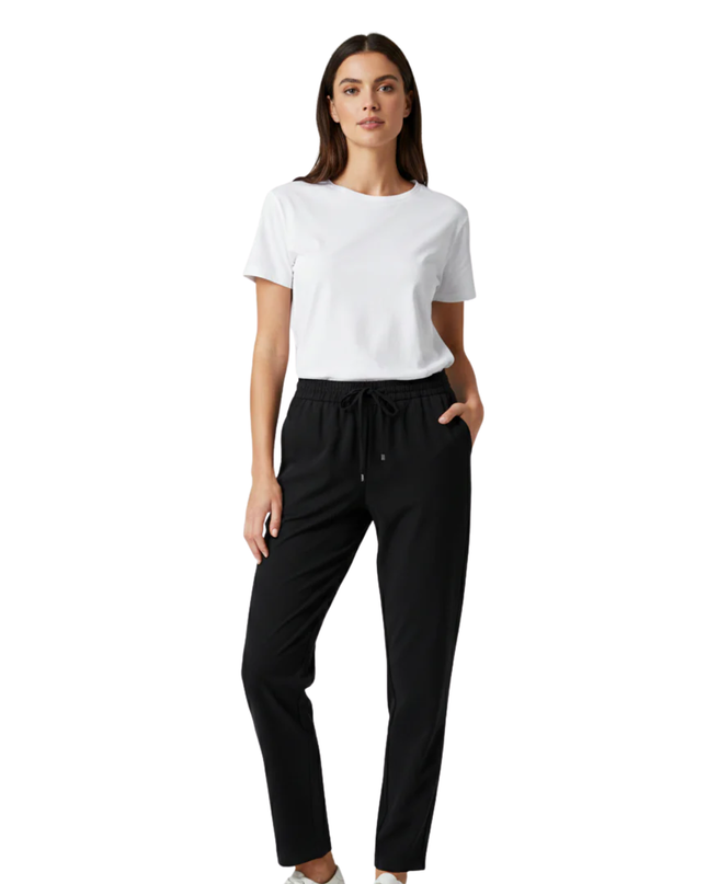 NA-KD Black Drawstring Elastic Waist Tapered Pants