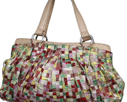 DKNY Multicolor Embroidered Woven Satchel Bag