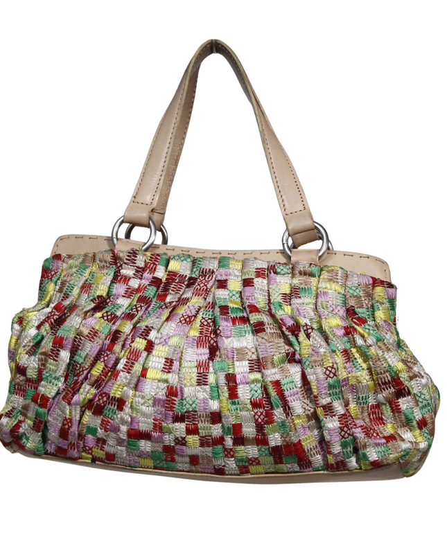 DKNY Multicolor Embroidered Woven Satchel Bag