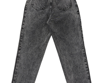 Jokko Grey Acid Wash High-Waisted Applique Denim Jeans