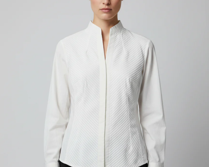Nara Camicie White Pleated Long Sleeve Blouse