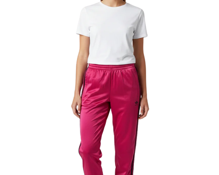 Adidas Pink Satin 3-Stripe Track Pants