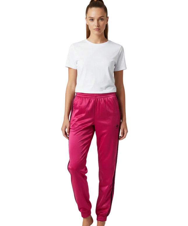 Adidas Pink Satin 3-Stripe Track Pants