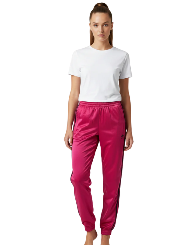 Adidas Pink Satin 3-Stripe Track Pants