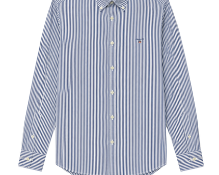 GANT Blue/White Striped Broadcloth Banker Slim Shirt