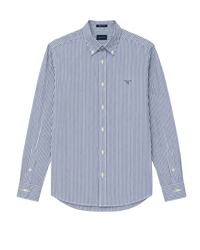 GANT Blue/White Striped Broadcloth Banker Slim Shirt