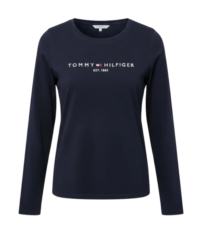 Tommy Hilfiger Navy Logo Long Sleeve T-Shirt