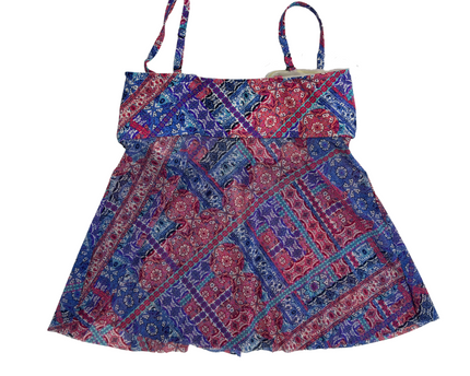 Christina Boho Patchwork Multicolor Print Tankini Top - XS