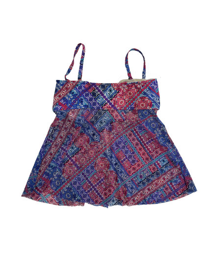 Christina Boho Patchwork Multicolor Print Tankini Top - XS