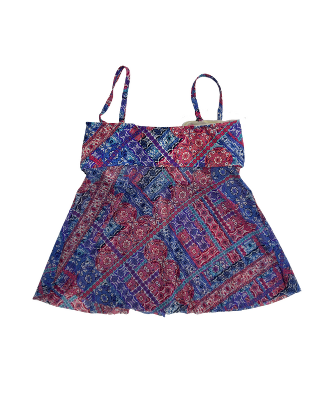 Christina Boho Patchwork Multicolor Print Tankini Top - XS