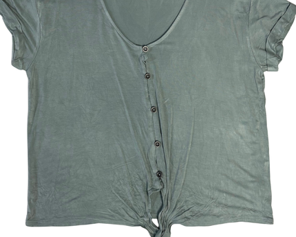 American Eagle Green Soft & Sexy Tie-Front Button Down Top