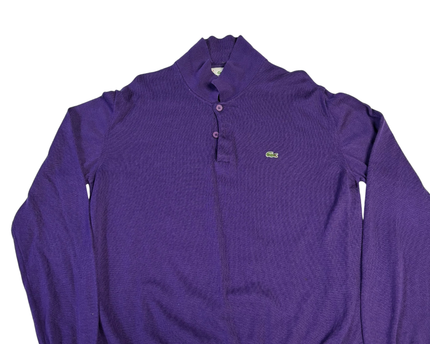 Lacoste Purple Quarter-Button Knit Sweater