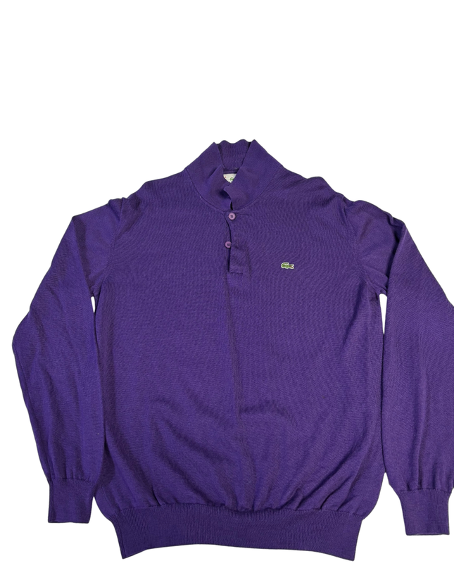 Lacoste Purple Quarter-Button Knit Sweater