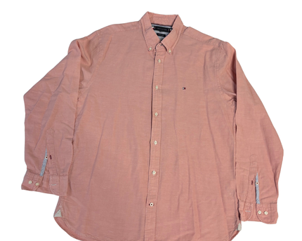 Tommy Hilfiger Pink Cotton Linen Long Sleeve Button-Down Shirt