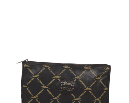 Longchamp Brown Monogram Logo Pouch