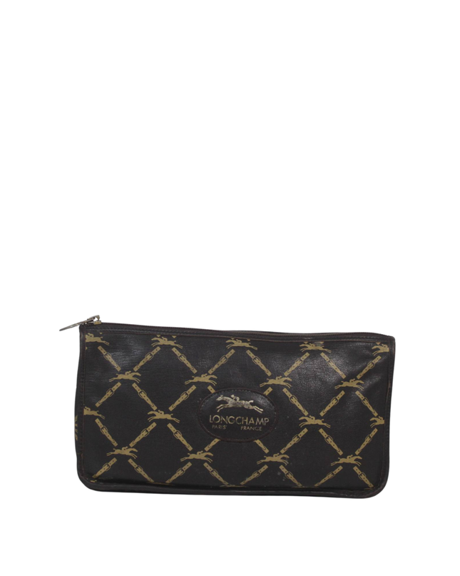 Longchamp Brown Monogram Logo Pouch