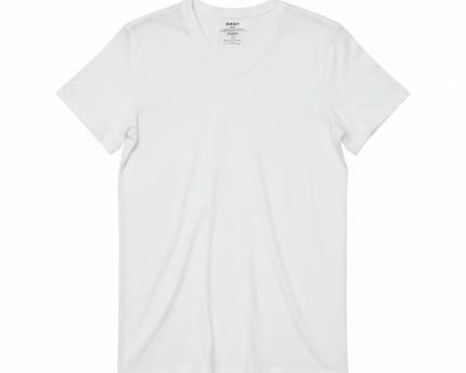 DKNY Men's White Classic V-Neck Cotton T-Shirt