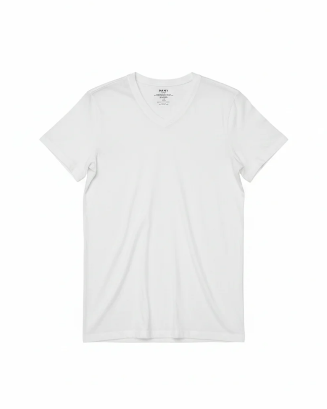 DKNY Men's White Classic V-Neck Cotton T-Shirt