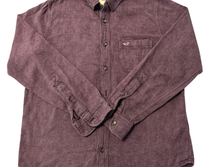 Hollister Burgundy Stretch Button-Down Long Sleeve Shirt